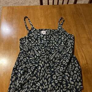 Cabi Purr Cami Blouse Blue Animal Print Peplum Tank